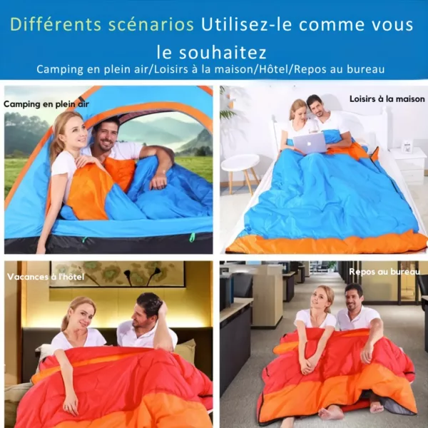Sac de couchage double épais transportable – Image 6