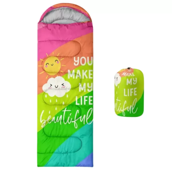 Sac de couchage enfant arc-en-ciel – Douillet et coloré pour des nuits paisibles en camping ou à la maison