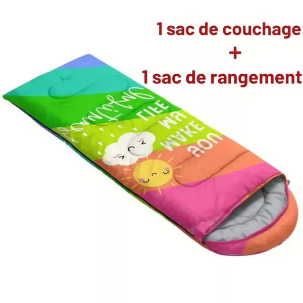 Sac de couchage enfant arc-en-ciel – Douillet et coloré pour des nuits paisibles en camping ou à la maison – Image 4
