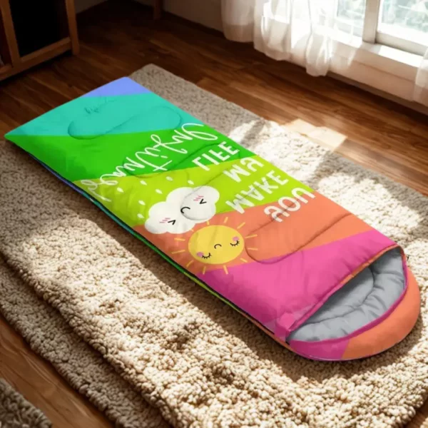 Sac de couchage enfant arc-en-ciel – Douillet et coloré pour des nuits paisibles en camping ou à la maison – Image 6