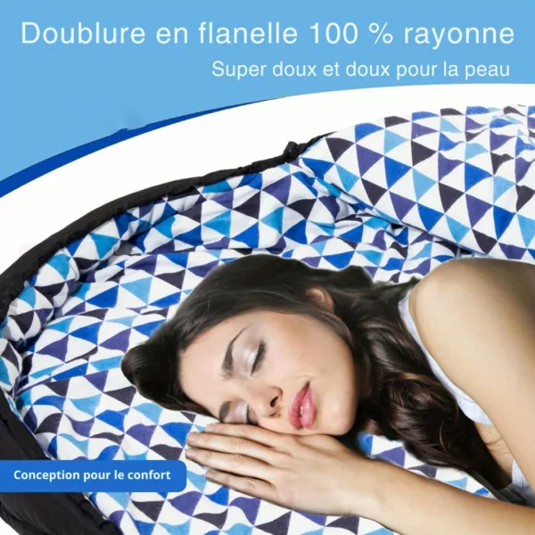 Sac de couchage flanelle grand confort – chaleur optimale et douceur pour nuits paisibles en plein air – Image 4
