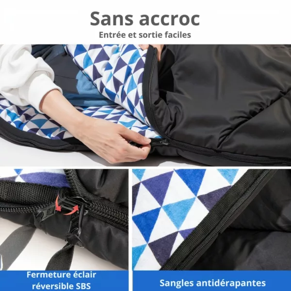Sac de couchage flanelle grand confort – chaleur optimale et douceur pour nuits paisibles en plein air – Image 5