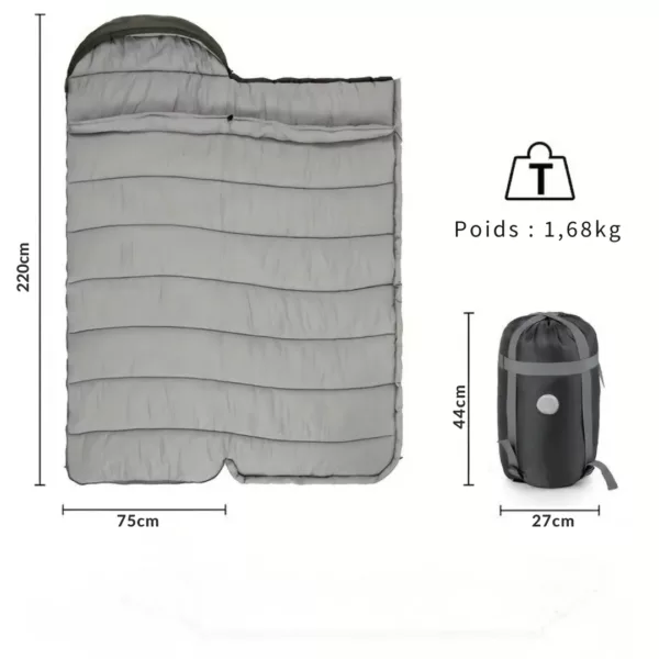 Sac de couchage isolant avec capuche – Confort thermique extrême pour nuits froides en plein air – Image 3
