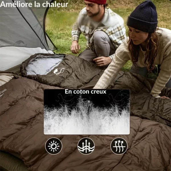 Sac de couchage isolant avec capuche – Confort thermique extrême pour nuits froides en plein air – Image 6