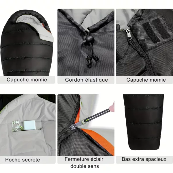 Sac de couchage momie extérieur léger – Ultra chaud et compact pour nuits confortables en camping – Image 5