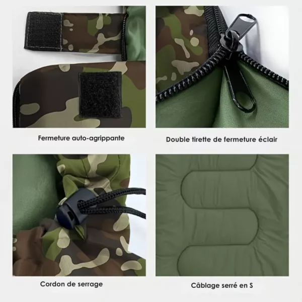 Sac de couchage trekking camouflage – Chaud, léger et compact pour bivouac nature extrême – Image 6