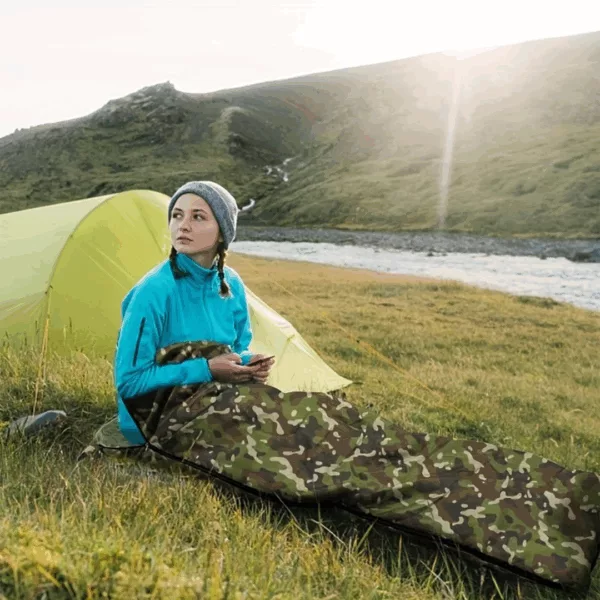 Sac de couchage trekking camouflage – Chaud, léger et compact pour bivouac nature extrême – Image 7