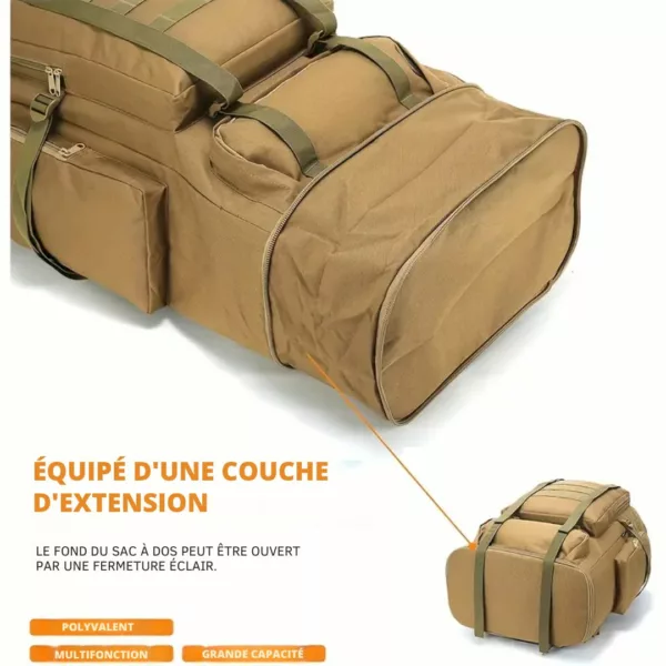 Sac militaire trekking 100L renforcé – Ultra résistant, grande capacité, idéal pour expéditions et randonnées extrêmes – Image 3