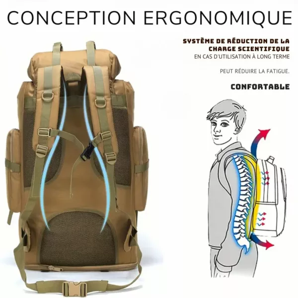 Sac militaire trekking 100L renforcé – Ultra résistant, grande capacité, idéal pour expéditions et randonnées extrêmes – Image 6