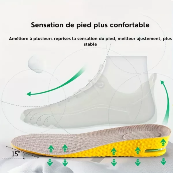 Semelle coussin d’air rehausse confort – Gagnez en hauteur et en confort au quotidien – Discrète, amortissante et idéale pour le sport – Image 3