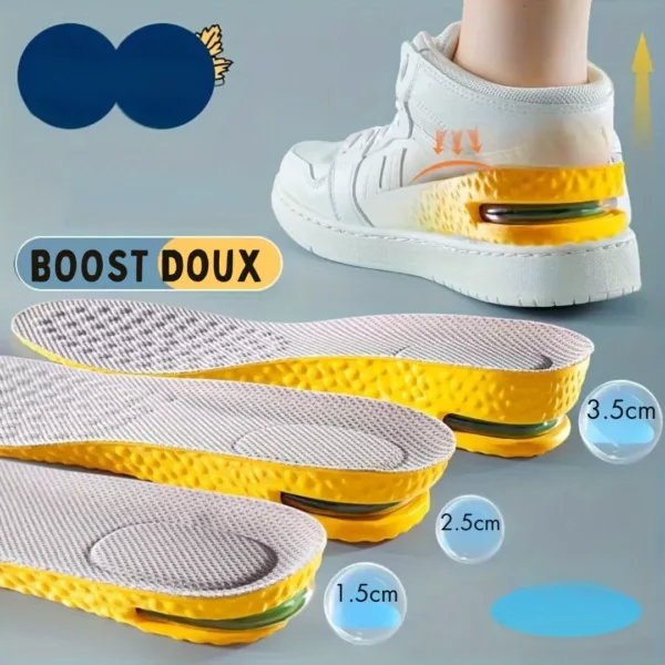 Semelle coussin d’air rehausse confort – Gagnez en hauteur et en confort au quotidien – Discrète, amortissante et idéale pour le sport – Image 2