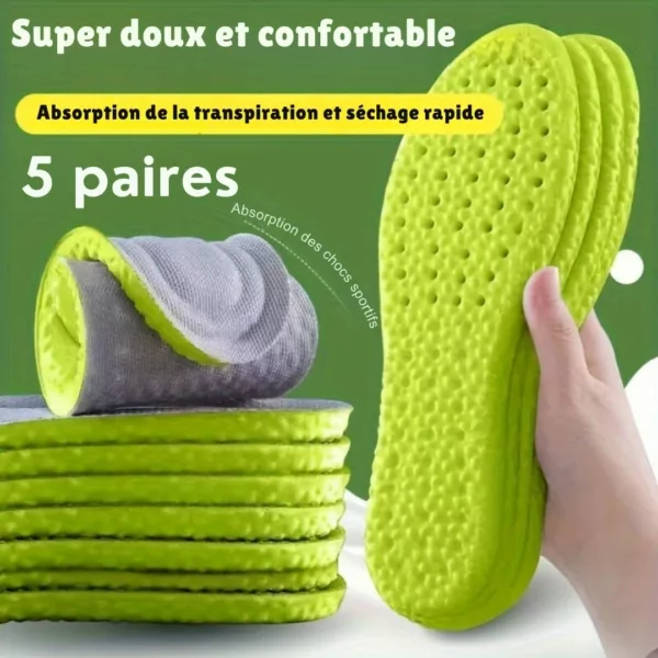 Semelle éponge respirante sport absorbante – Confort anti-transpiration pour pieds secs et frais toute la journée – Image 2