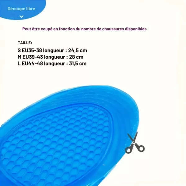 Semelle gel confort ajustable respirante – Image 3