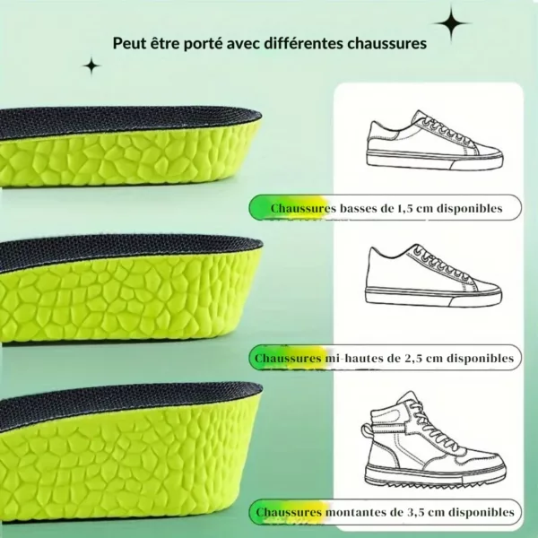 Semelle rehausseur invisible sport confort – Gagnez en taille discrètement avec un maintien optimal au quotidien – Image 3