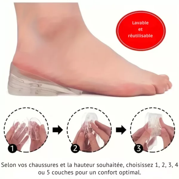 Talonnettes gel transparent réglable hauteur – Image 2