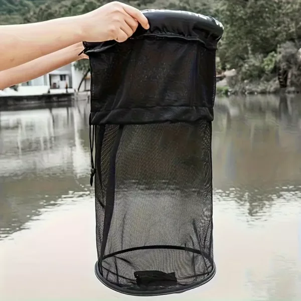 Filet de pêche pliable avec flotteur – panier à poissons robuste et portable