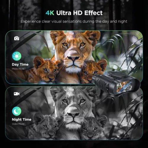 Jumelles de vision nocturne infrarouge 4K avec zoom 8x – portée 300m