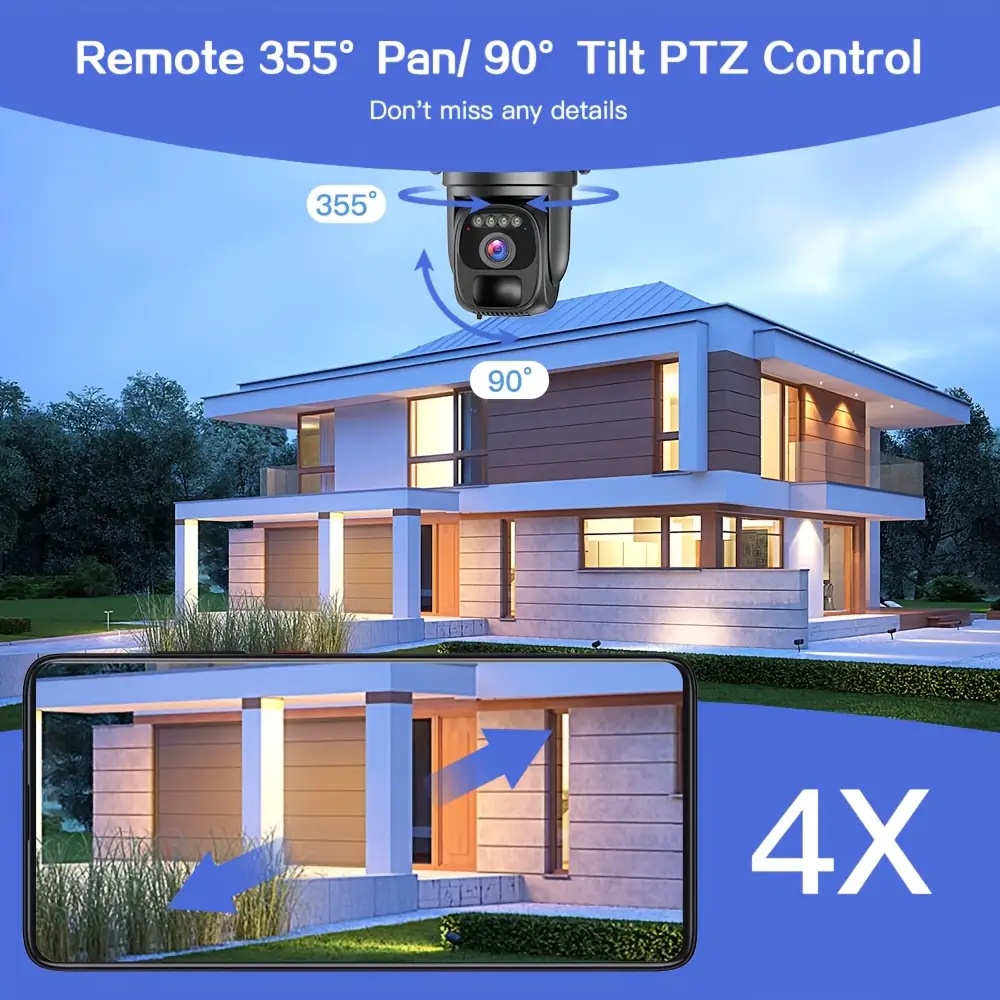 Caméra de surveillance extérieure solaire sans fil 1080P HD avec vision nocturne