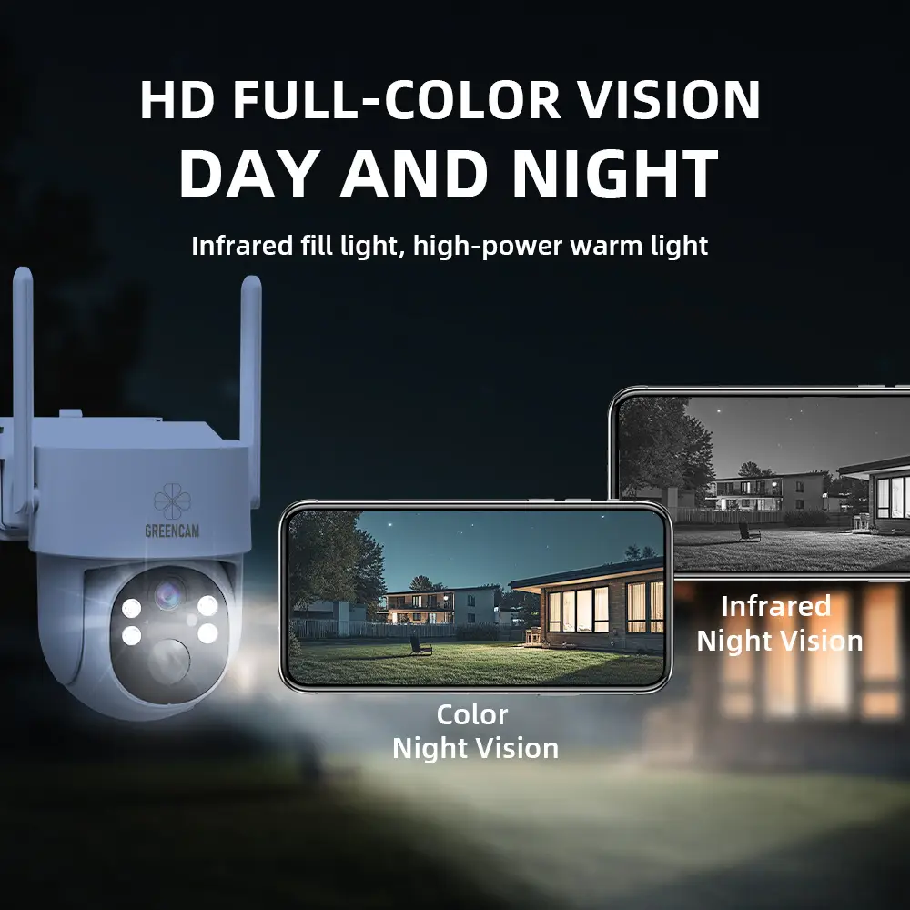 Caméras de surveillance extérieures sans fil solaires 3MP – pack de 2, vision 360° et détection AI