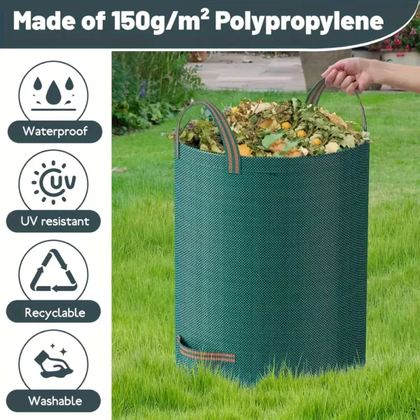 Sacs à déchets de jardin réutilisables – lot de 3 résistants avec poignées renforcées