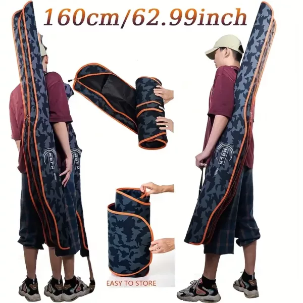 Étui rigide pour cannes à pêche – double compartiment pliable camouflage