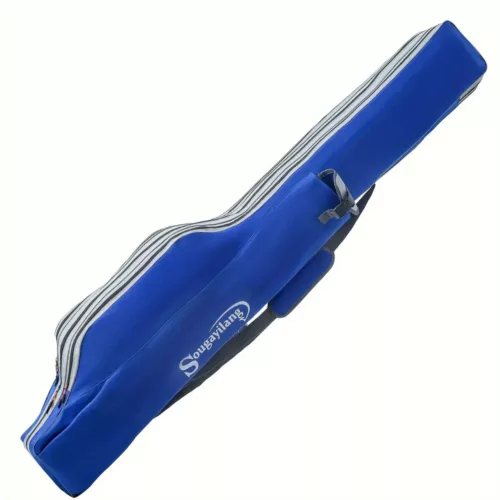 Étui canne à pêche 3 compartiments pliable – rangement robuste pour accessoires