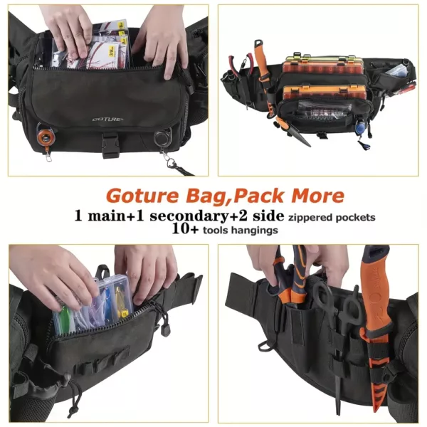 Sac de pêche multifonction avec bretelles – rangement matériel et accessoires