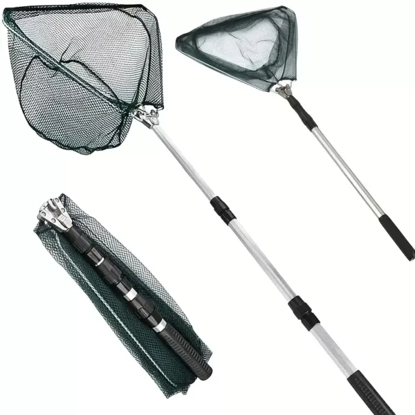 Épuisette de pêche pliable ultra-légère avec manche aluminium ergonomique