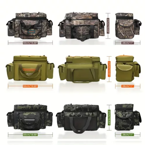 Sac de pêche à bandoulière camouflage – rangement équipement mer et carpe