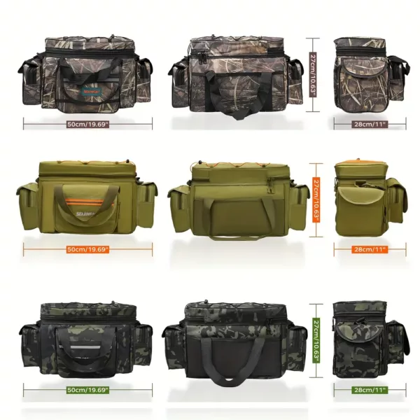 Sac de pêche à bandoulière camouflage – rangement équipement mer et carpe