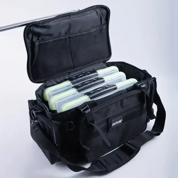 Sac de pêche avec 3 boîtes – toile 600D robuste et rangement multifonction