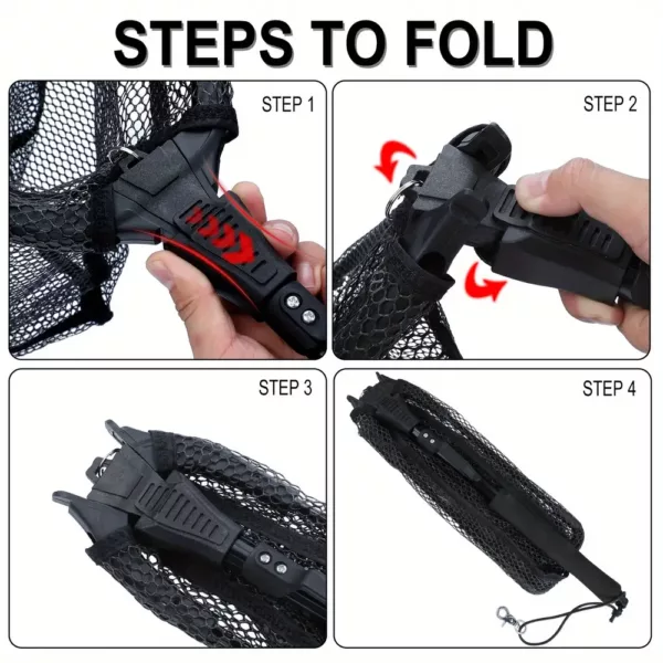 Epuisette de pêche pliante portable – filet nylon résistant avec manche télescopique