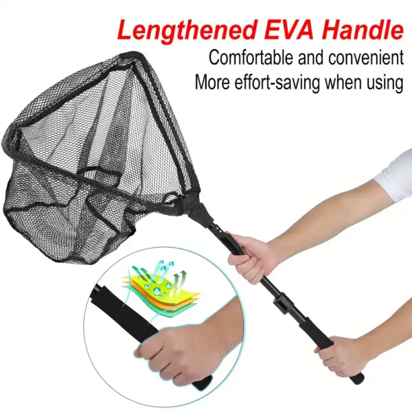 Epuisette de pêche pliante portable – filet nylon résistant avec manche télescopique