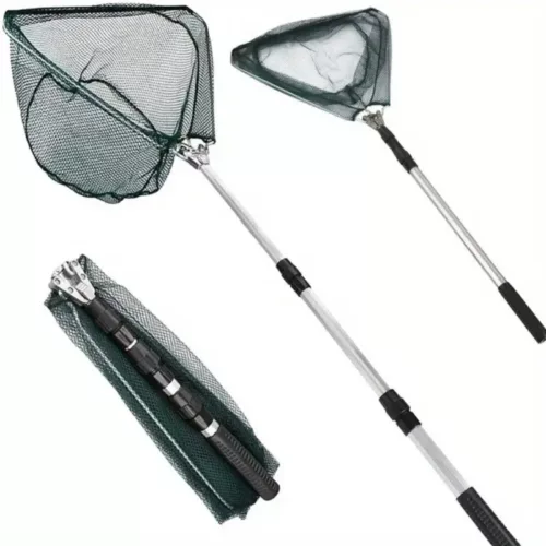 Épuisette télescopique pliable en aluminium – filet de pêche léger et durable