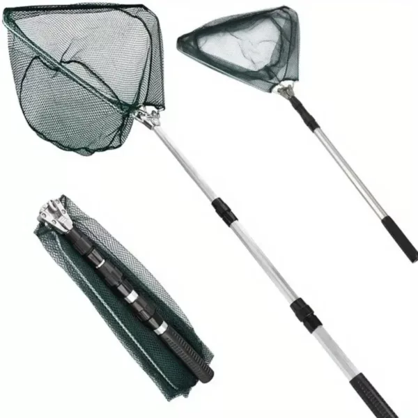 Épuisette télescopique pliable en aluminium – filet de pêche léger et durable