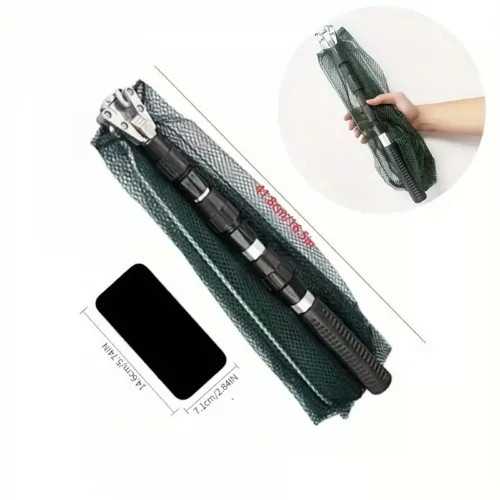 Épuisette télescopique pliable en aluminium – filet de pêche léger et durable