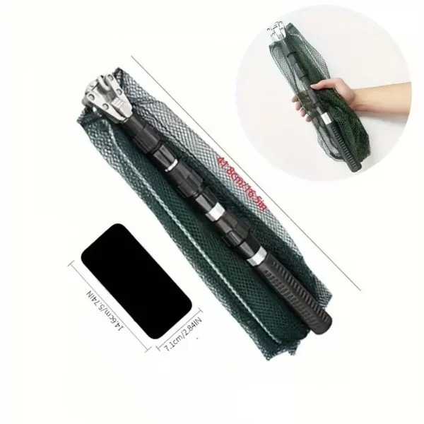 Épuisette télescopique pliable en aluminium – filet de pêche léger et durable