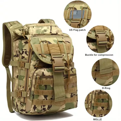 Sac à dos tactique outdoor – résistant, système Molle, polyester imperméable