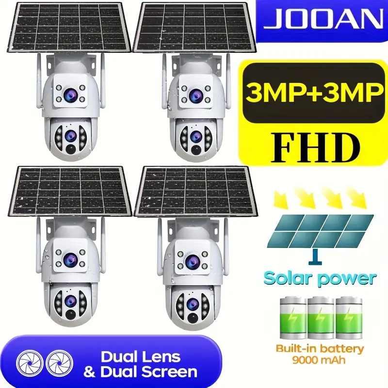 Caméra de sécurité extérieure solaire 1296P PTZ avec vision nocturne couleur