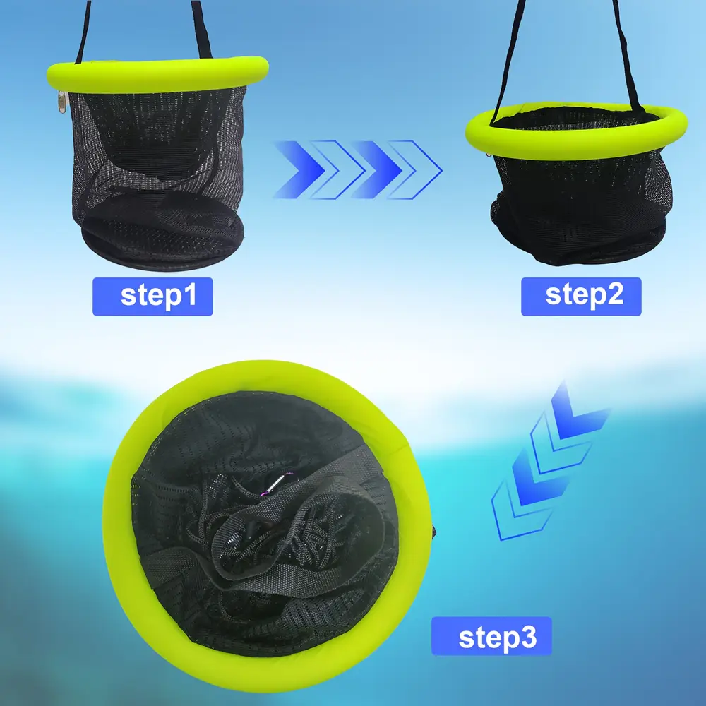 Panier de pêche flottant pliable en nylon – sac bourriche portable durable