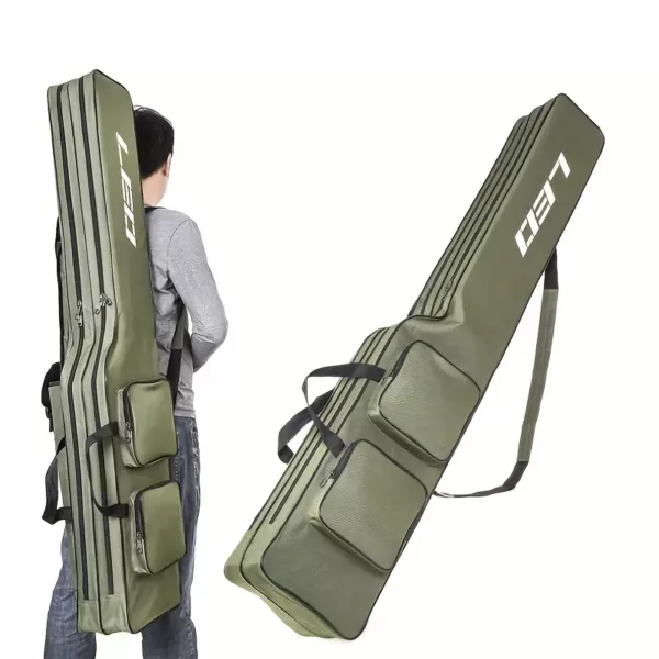 Étui canne à pêche double compartiment rigide avec bandoulière – rangement matériel