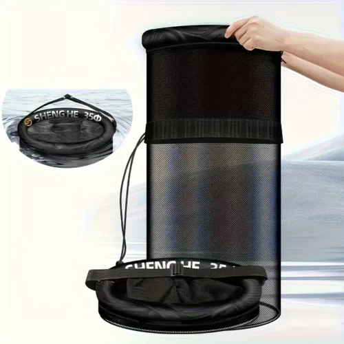 Filet de pêche pliable avec flotteur – panier à poissons robuste et portable