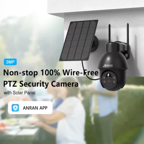 Caméra de sécurité solaire extérieure 3MP 1296P – lot de 2 sans fil avec détection intelligent