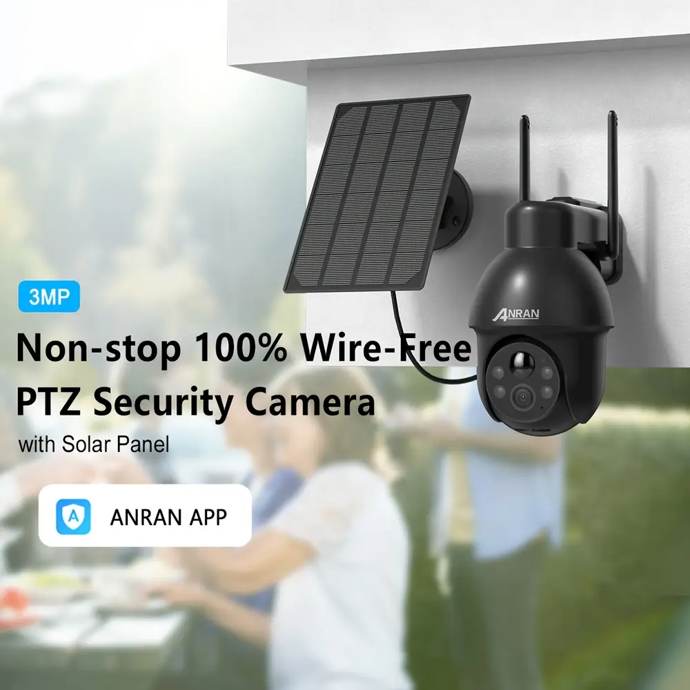 Caméra de sécurité solaire extérieure 3MP 1296P – lot de 2 sans fil avec détection intelligent