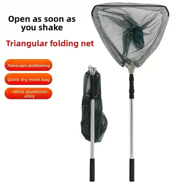Épuisette télescopique pliable en aluminium – filet de pêche léger et durable