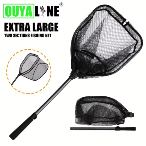 Épuisette télescopique de pêche large ouverture – manche aluminium pliable