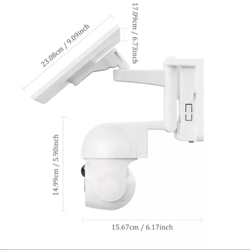 Caméra de surveillance extérieure sans fil solaire 1080p avec vision nocturne HD