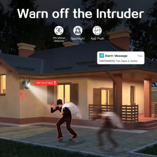 Caméra de surveillance extérieure solaire sans fil 1080P HD avec vision nocturne