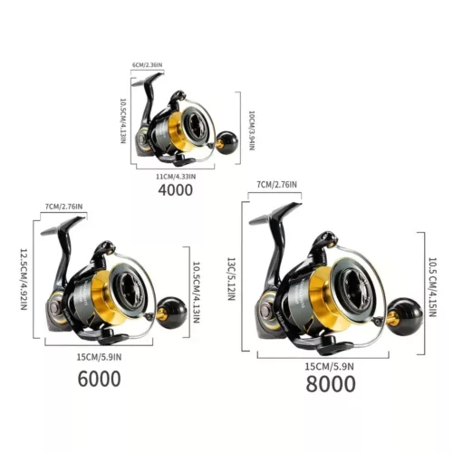 Moulinet de pêche rotatif en métal à frein puissant 12 kg – 9+1 roulements