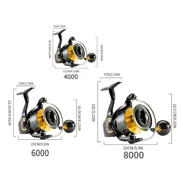 Moulinet de pêche rotatif en métal à frein puissant 12 kg – 9+1 roulements